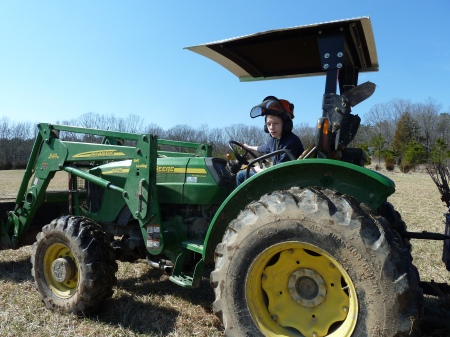 My older son, Simeon, was in charge of driving the tractor.